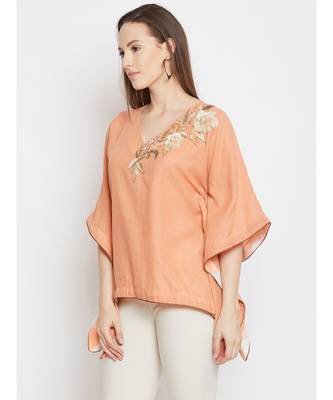 Peach Embellished Kaftan Top 3