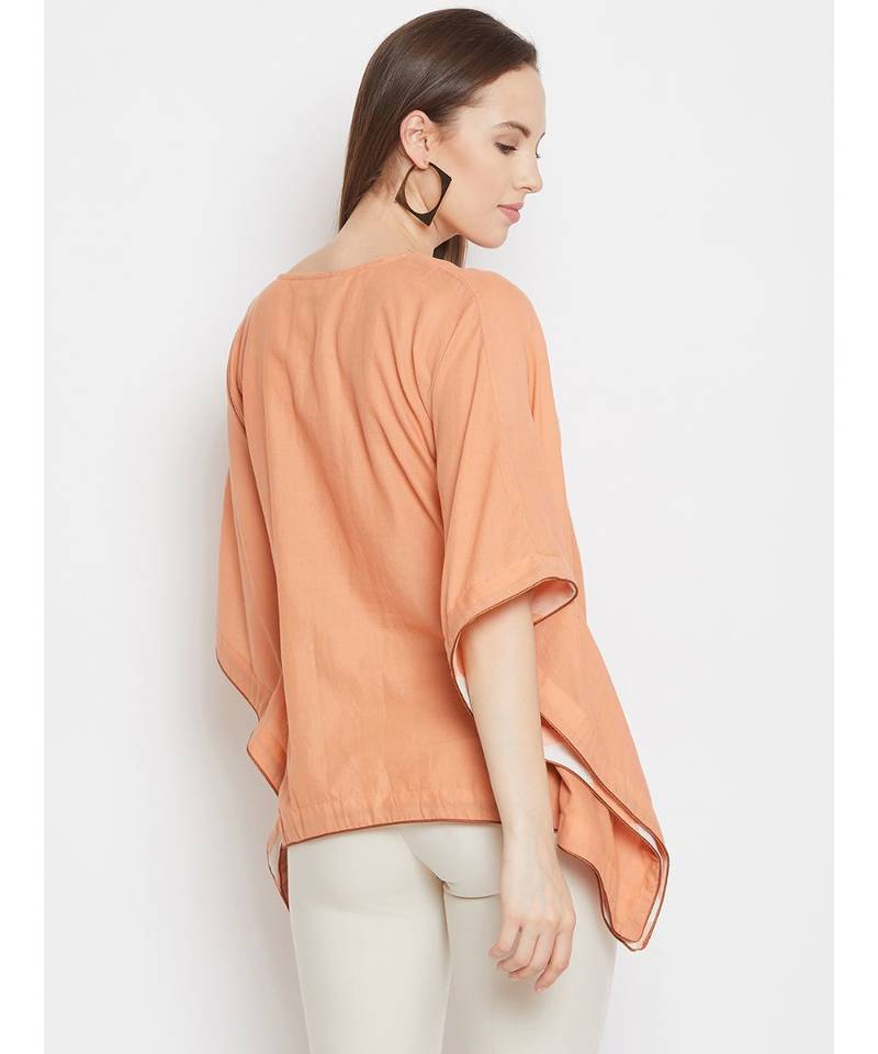 Peach Embellished Kaftan Top