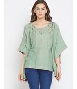 Sage Embellished Kaftan Top