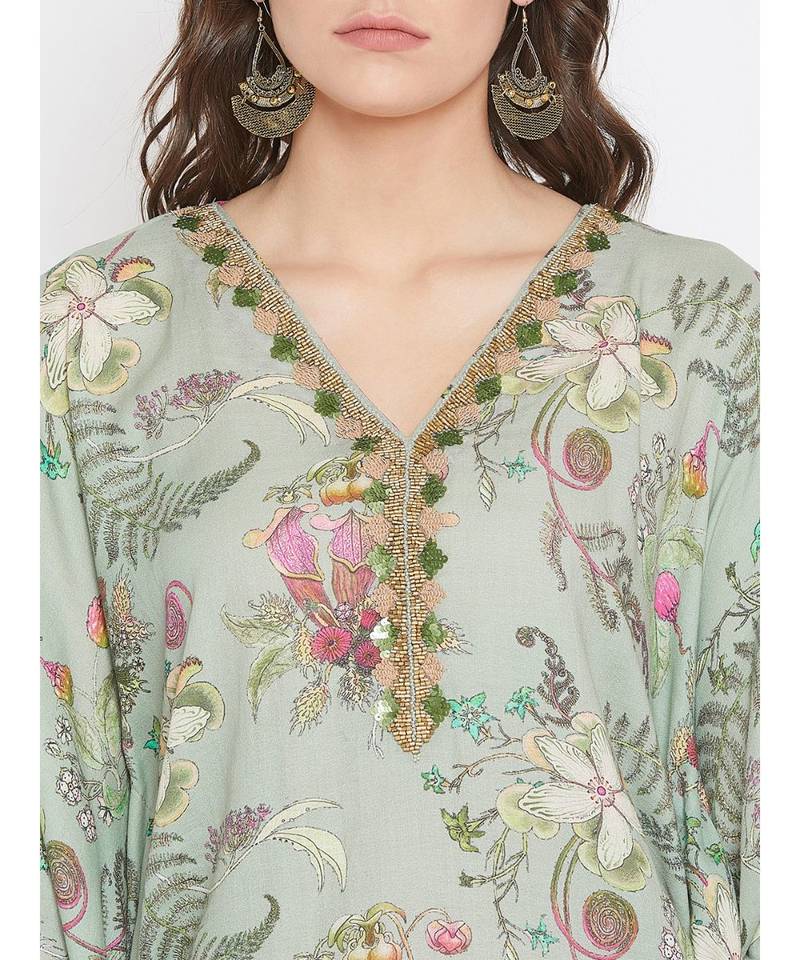 Floral Embellished Kaftan Top