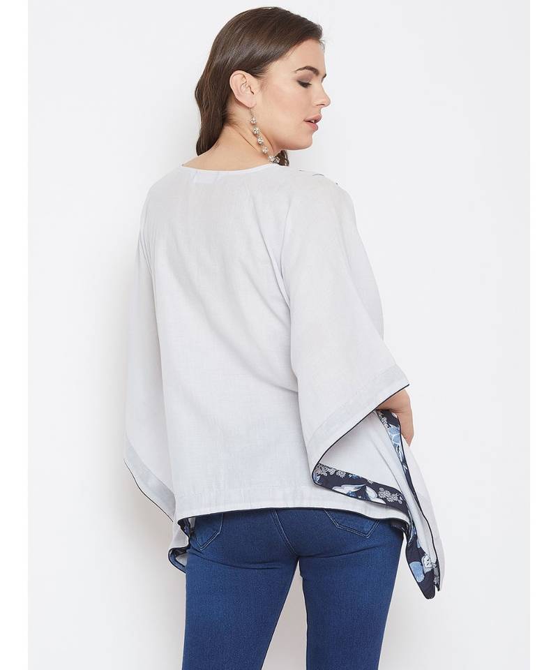 Grey Embellished Kaftan Top