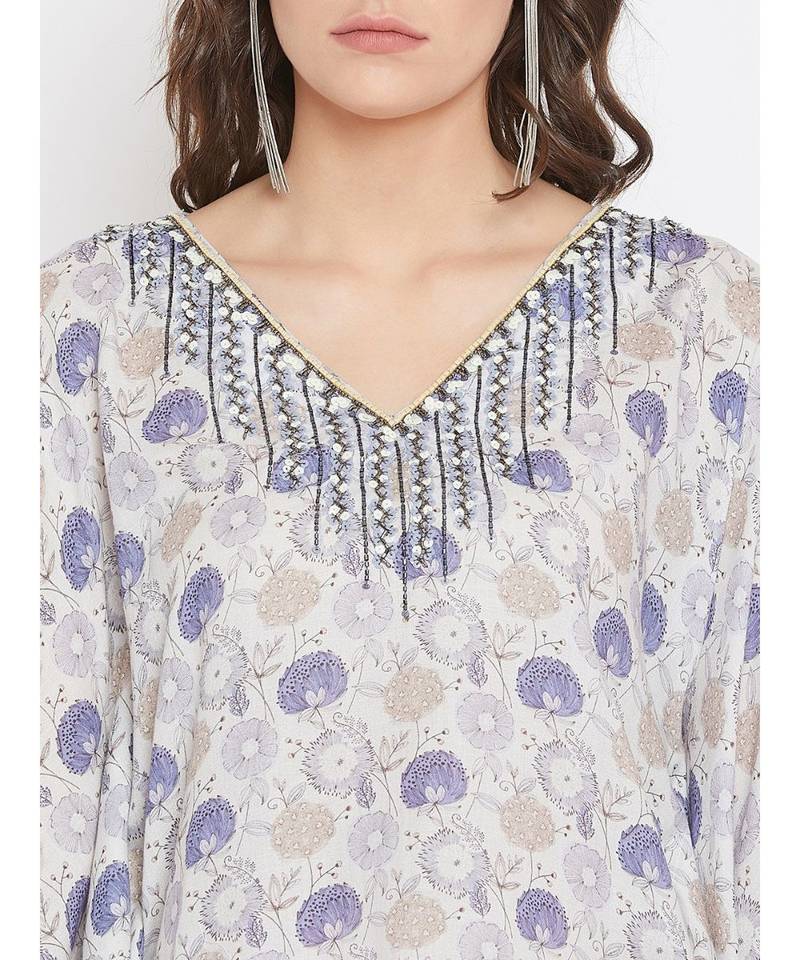 Candytuft Embellished Kaftan Top