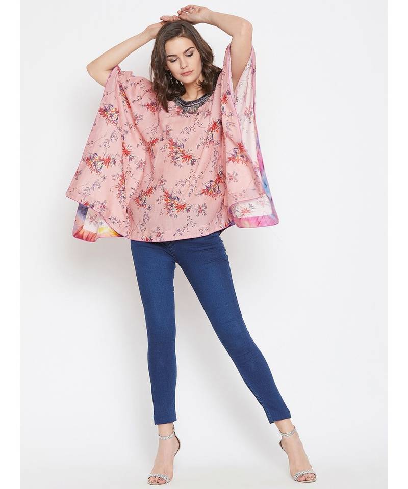 Pink Embellished Kaftan Top