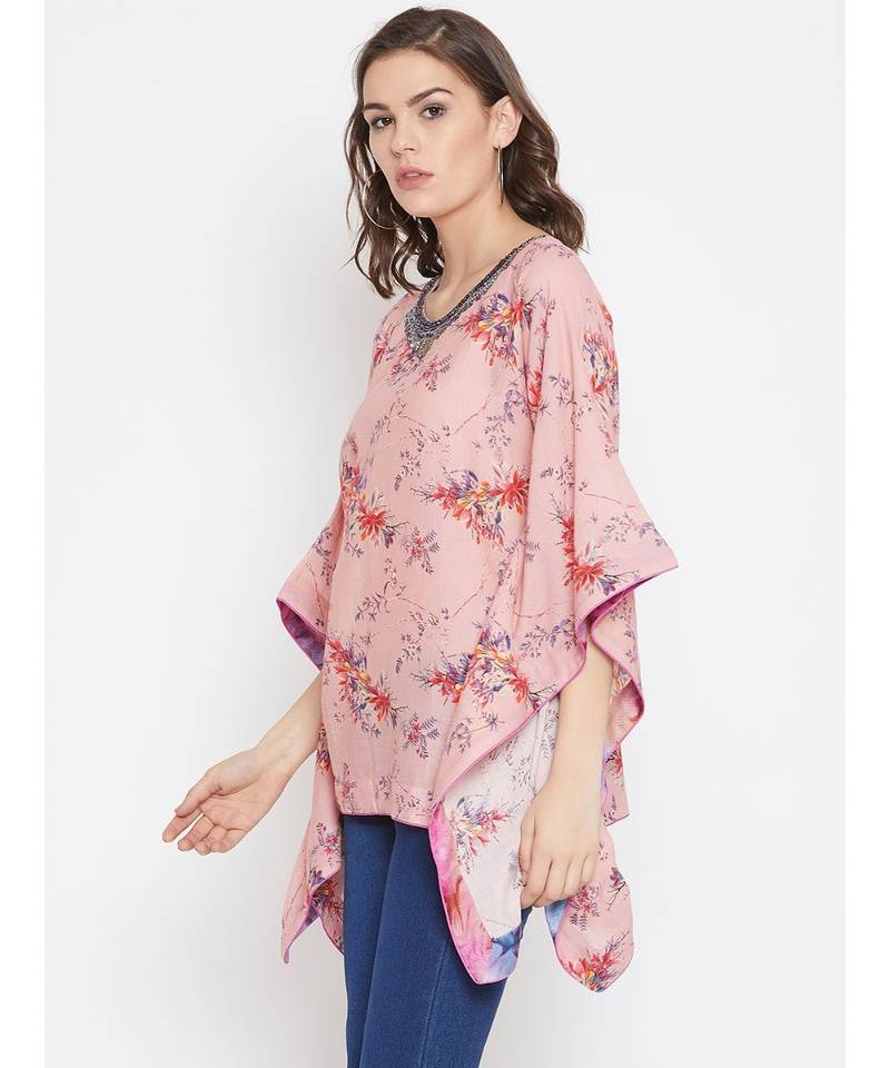 Pink Embellished Kaftan Top