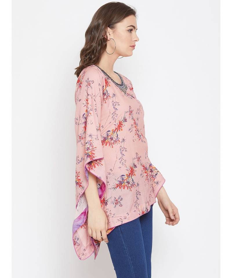 Pink Embellished Kaftan Top