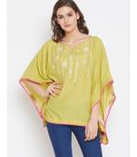 Chartreuse Embellished Kaftan Top