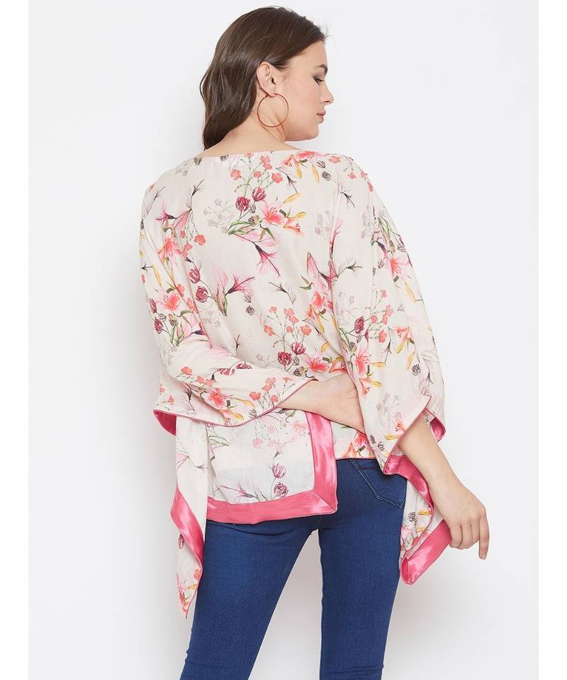 Floral Blush Embellished Kaftan Top