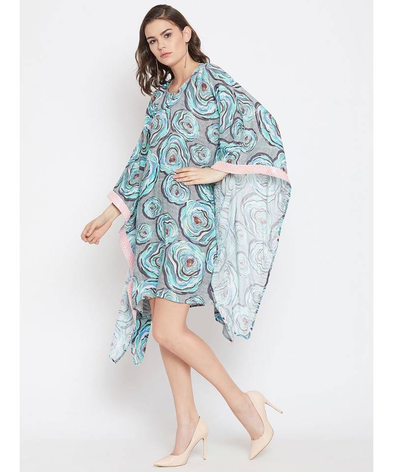 Floral Blush Kaftan with Sequins Border