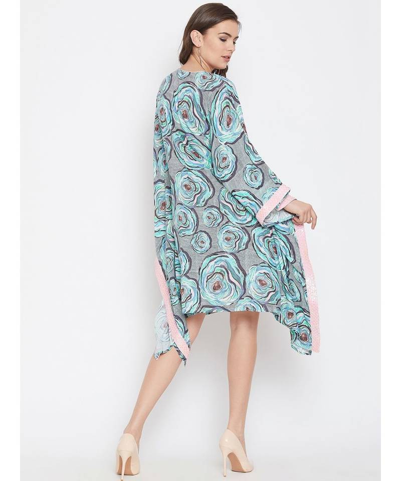 Floral Blush Kaftan with Sequins Border