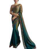 Green embroidered silk saree with blouse