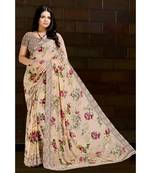 peach printed georgette saree with blouse