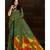 olive printed georgette saree with blouse