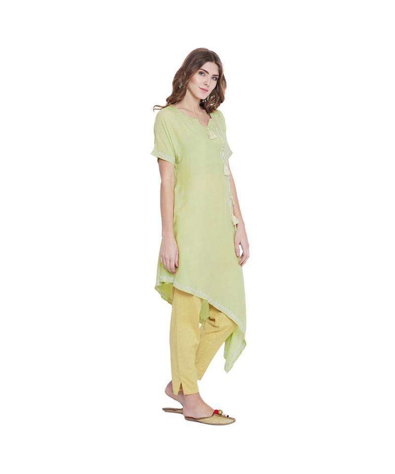 Pastel Verdant Chikankari Assymetric Kurta