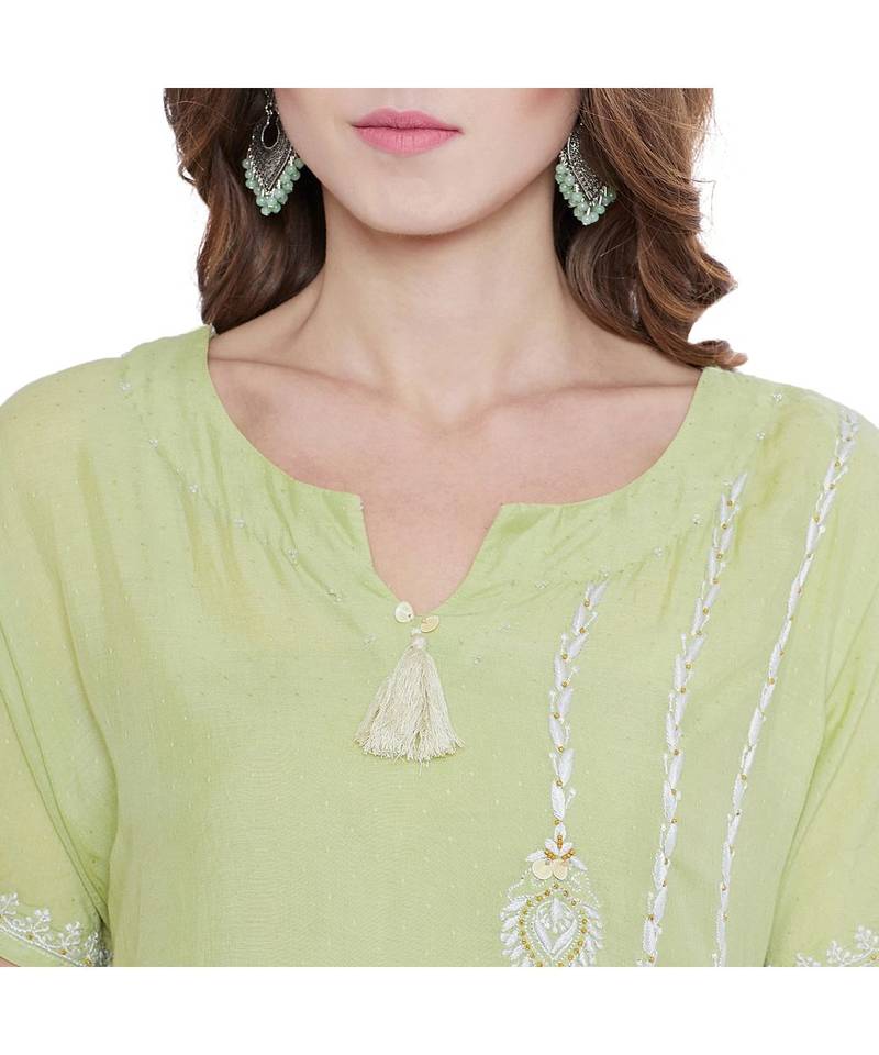 Pastel Verdant Chikankari Assymetric Kurta