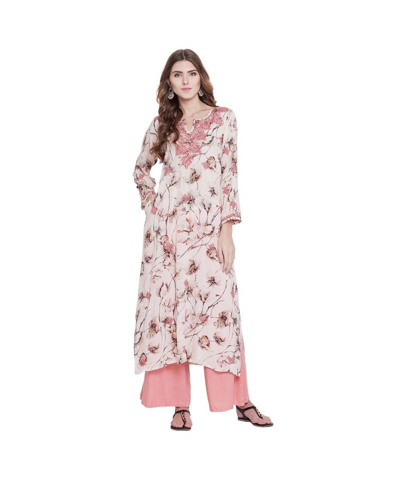 Pastel Peach Chikankari Kurta