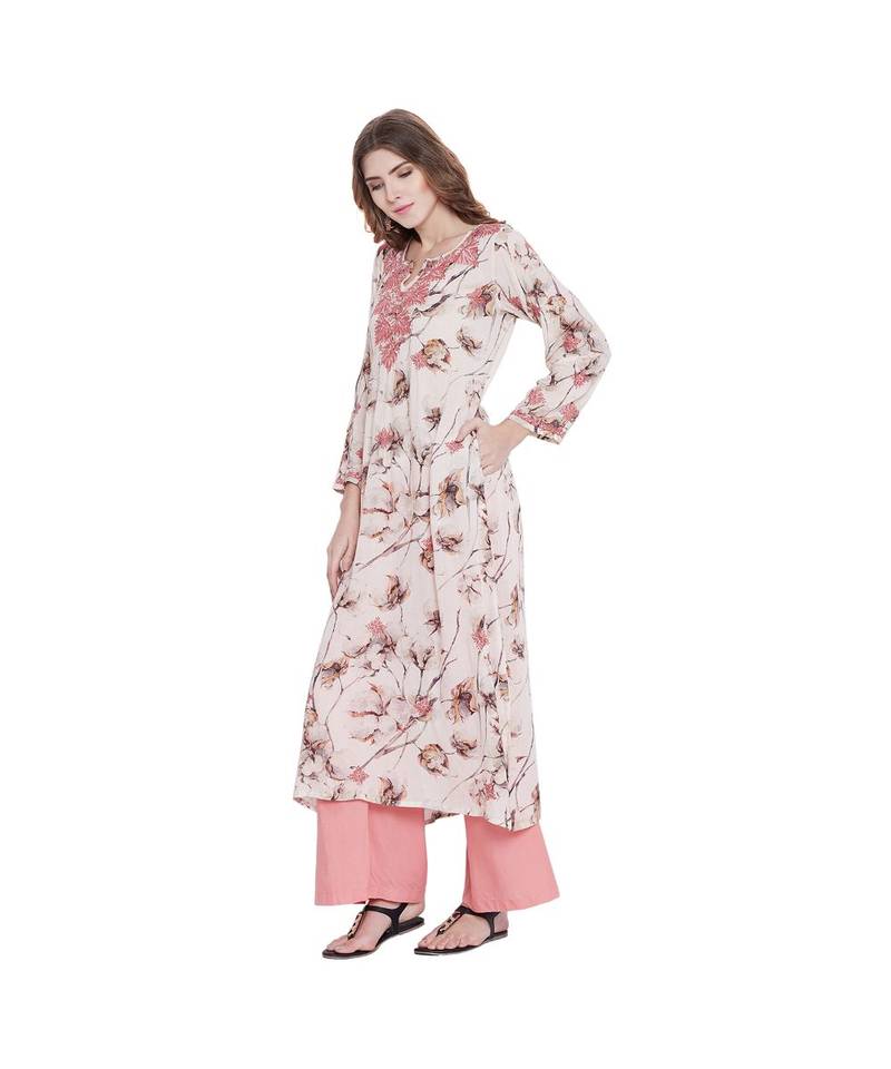 Pastel Peach Chikankari Kurta