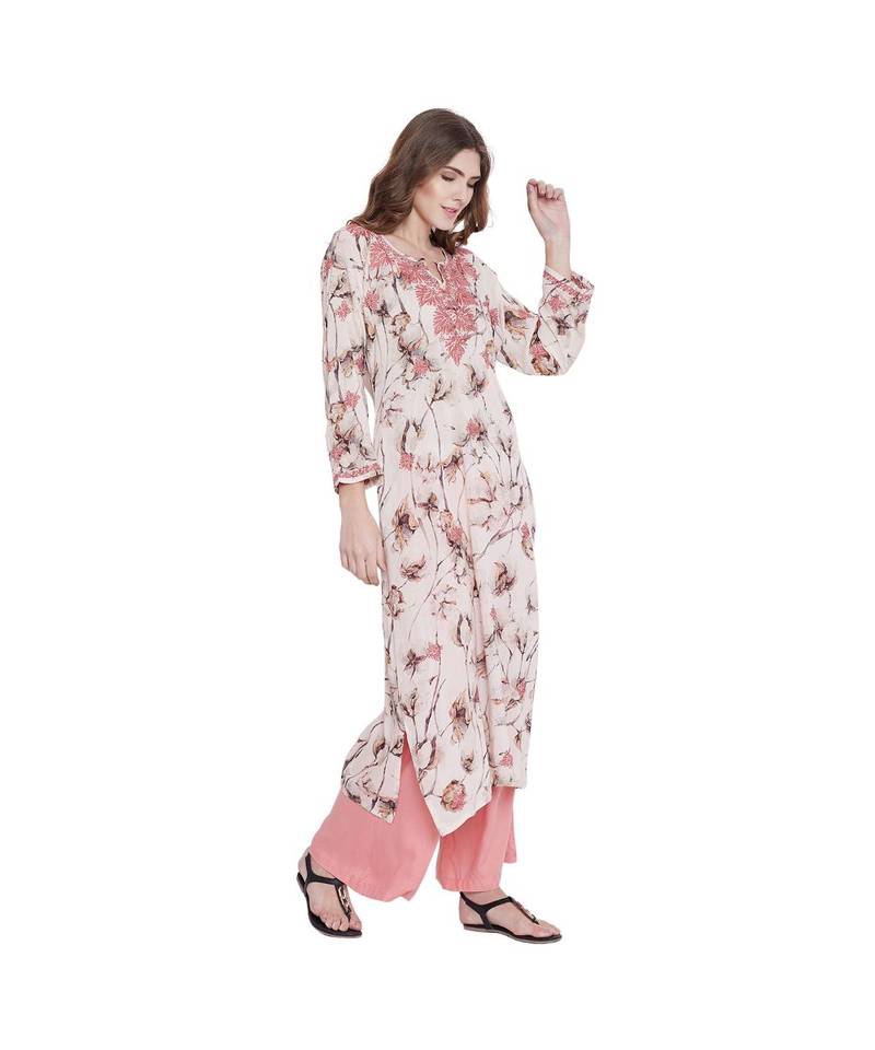 Pastel Peach Chikankari Kurta
