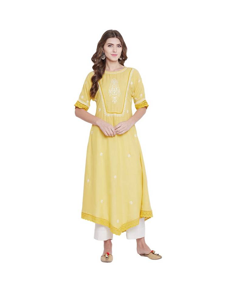 Pastel Sunshine Chikankari Kurta