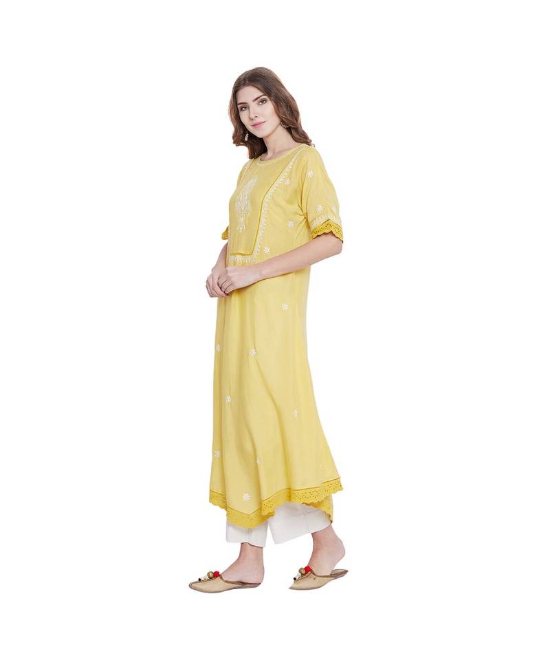 Pastel Sunshine Chikankari Kurta