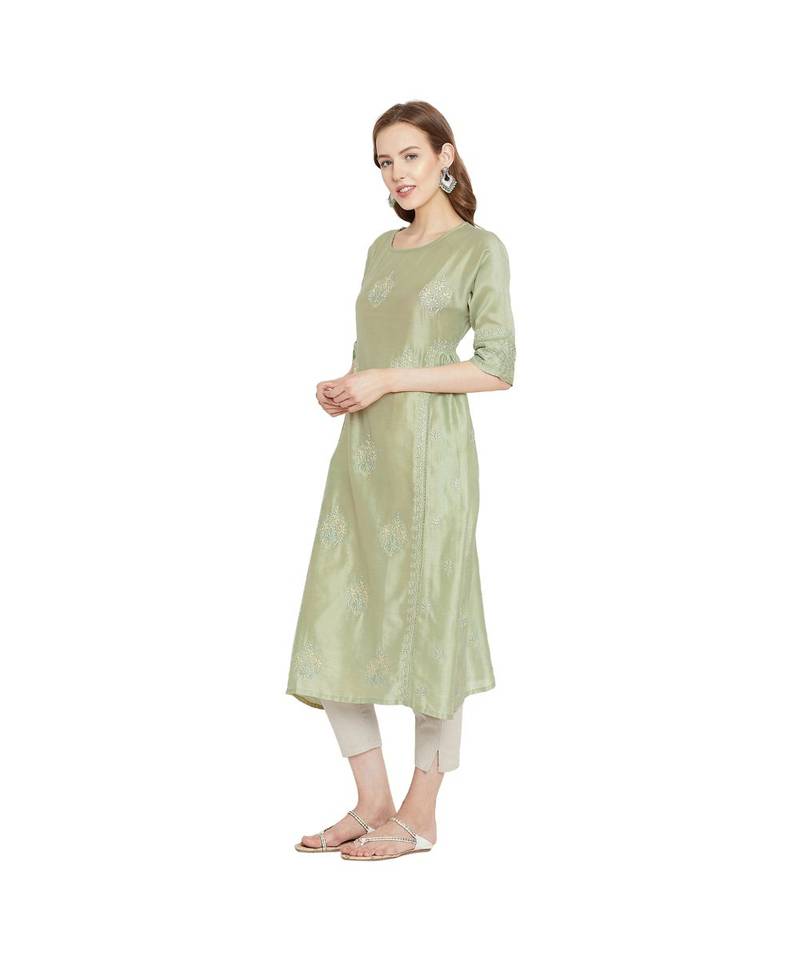 Green Elegance Chikankari Kurta