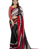 Black Color Crepe Jacquard Printed saree with Blouse