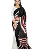 Black Color Crepe Jacquard Printed saree with Blouse