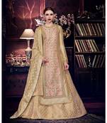 Beige Embroidered Art Silk Semi Stitched Salwar With Dupatta