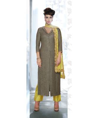 Grey Embroidered Georgette Semi Stitched Salwar With Dupatta 2