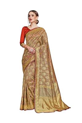 red woven art silk saree with blouse 1