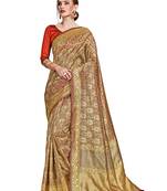 red woven art silk saree with blouse