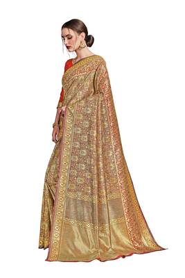red woven art silk saree with blouse 2