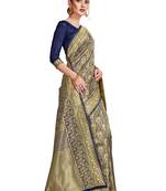 blue woven art silk saree with blouse