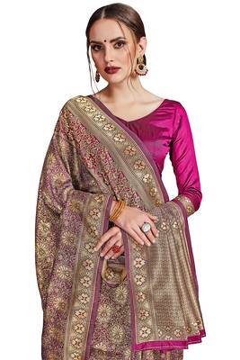 pink woven art silk saree with blouse 5