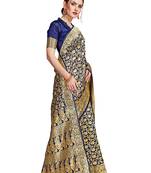 blue woven art silk saree with blouse