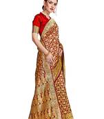 red woven art silk saree with blouse