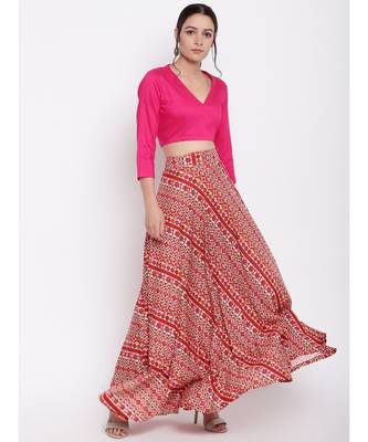 RK Print Pink Skirt Top Set 1