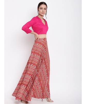 RK Print Pink Skirt Top Set 2