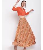 RK Print Orange Skirt Top Set