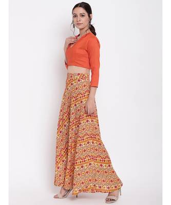 RK Print Orange Skirt Top Set 2