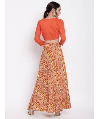RK Print Orange Skirt Top Set 3