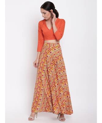RK Print Orange Skirt Top Set 6