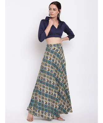 Grid Blue Skirt Top Set 1