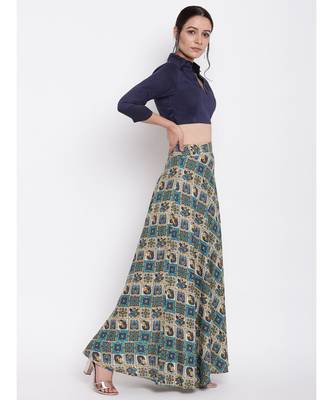 Grid Blue Skirt Top Set 2