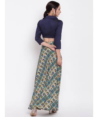 Grid Blue Skirt Top Set 3