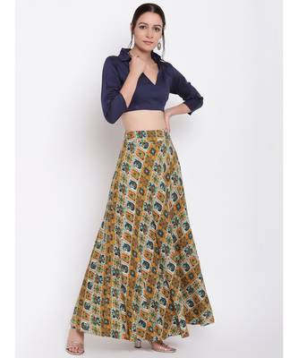 Grid Yellow Skirt Top Set 1