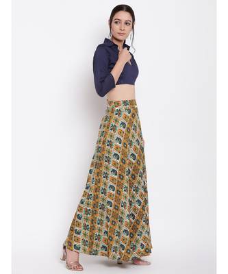 Grid Yellow Skirt Top Set 2