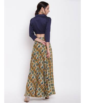 Grid Yellow Skirt Top Set 3