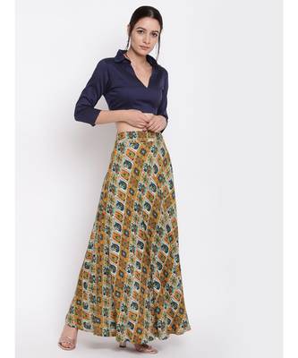 Grid Yellow Skirt Top Set 6