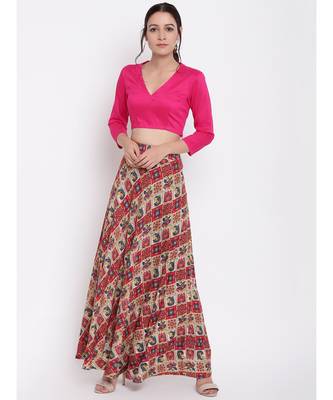 Grid Pink Skirt Top Set 1