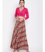 Grid Pink Skirt Top Set